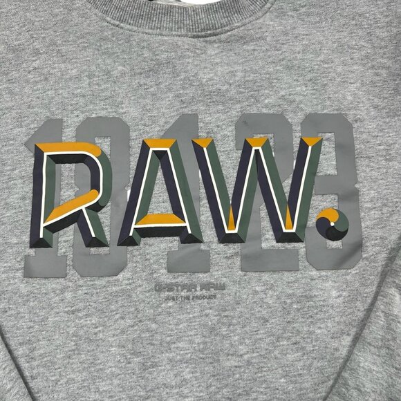 G-Star Raw Men's Large Graphic Fleece Lined Crewneck Sweatshirt Grey Size XXL - Picture 2 of 8